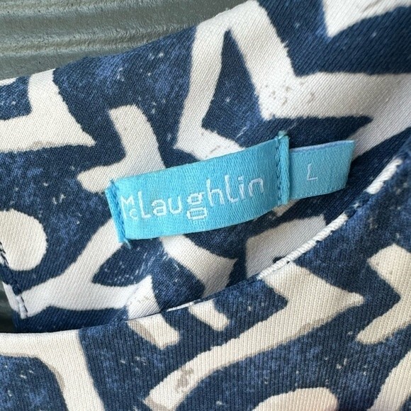 J. McLaughlin Catalyst 3/4 Long Sleeve Sheath Dress Blue White Size L - Picture 5 of 7